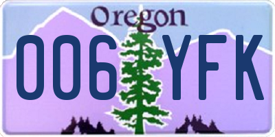 OR license plate 006YFK