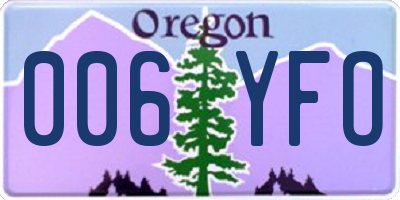 OR license plate 006YFO