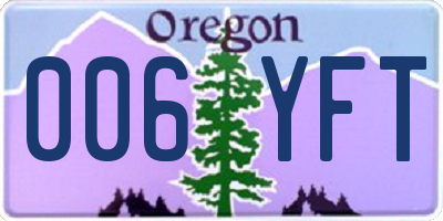 OR license plate 006YFT