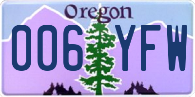 OR license plate 006YFW