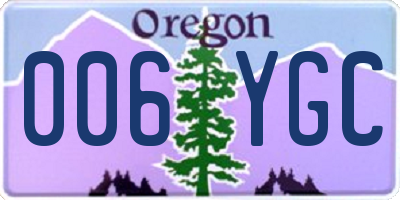 OR license plate 006YGC