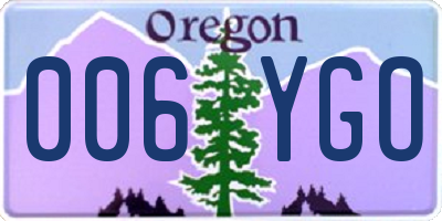 OR license plate 006YGO