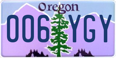 OR license plate 006YGY