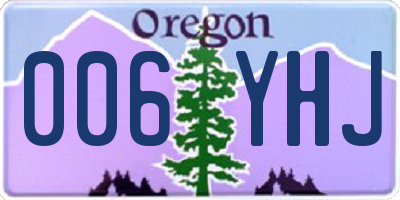 OR license plate 006YHJ