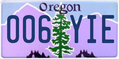 OR license plate 006YIE