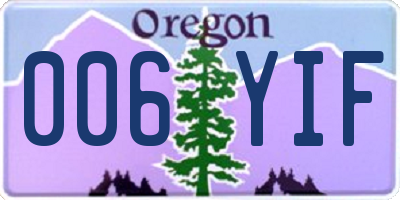 OR license plate 006YIF