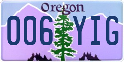 OR license plate 006YIG