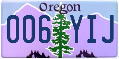 OR license plate 006YIJ