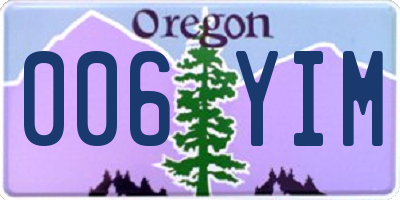 OR license plate 006YIM