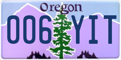 OR license plate 006YIT