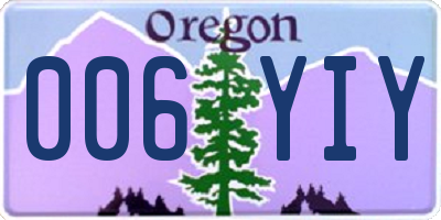 OR license plate 006YIY