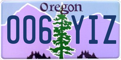 OR license plate 006YIZ