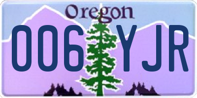 OR license plate 006YJR