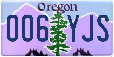 OR license plate 006YJS