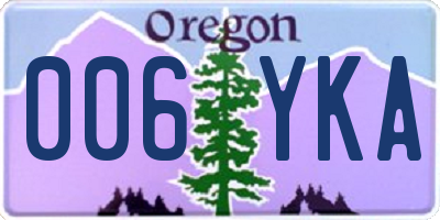 OR license plate 006YKA