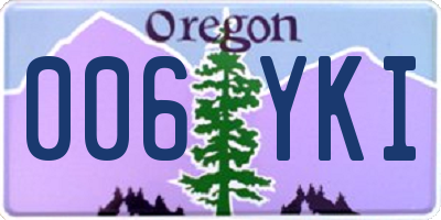 OR license plate 006YKI