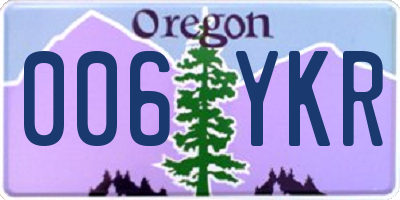 OR license plate 006YKR