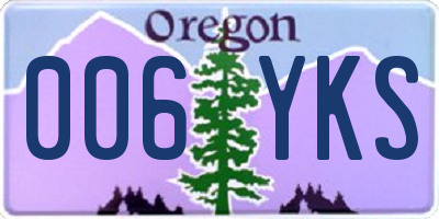 OR license plate 006YKS