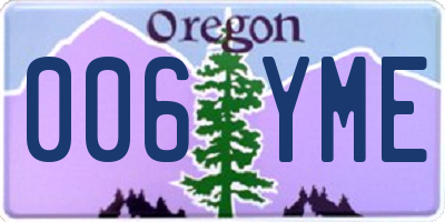 OR license plate 006YME