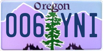 OR license plate 006YNI