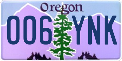 OR license plate 006YNK