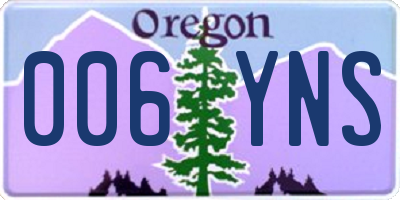 OR license plate 006YNS