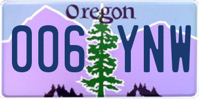 OR license plate 006YNW