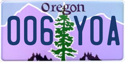 OR license plate 006YOA
