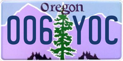 OR license plate 006YOC