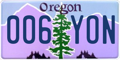 OR license plate 006YON
