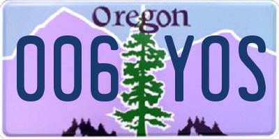 OR license plate 006YOS