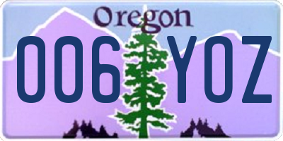 OR license plate 006YOZ