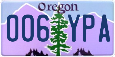 OR license plate 006YPA