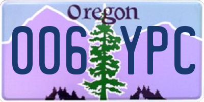 OR license plate 006YPC
