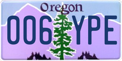 OR license plate 006YPE