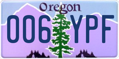 OR license plate 006YPF