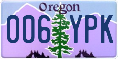 OR license plate 006YPK