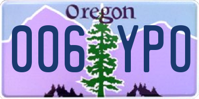 OR license plate 006YPO