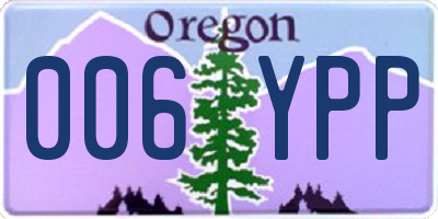 OR license plate 006YPP