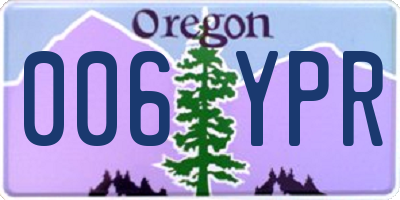 OR license plate 006YPR
