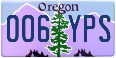 OR license plate 006YPS