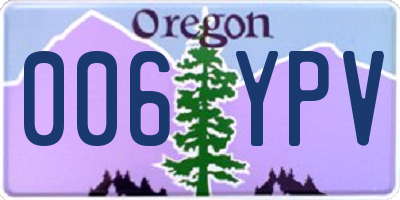 OR license plate 006YPV