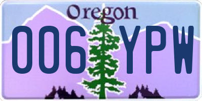 OR license plate 006YPW