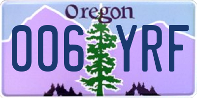 OR license plate 006YRF