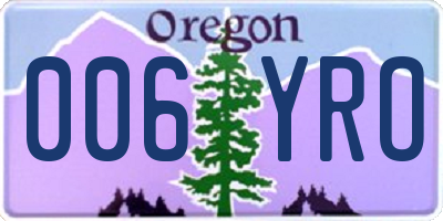 OR license plate 006YRO