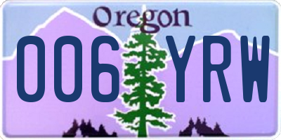 OR license plate 006YRW