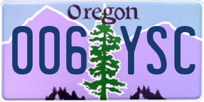 OR license plate 006YSC