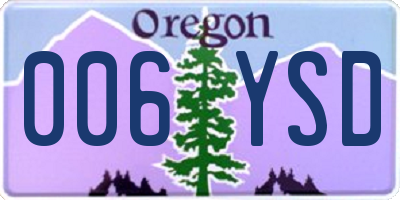 OR license plate 006YSD