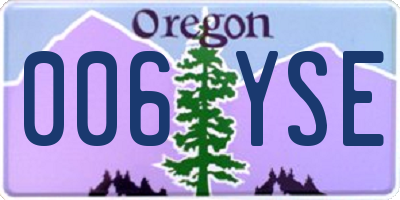 OR license plate 006YSE