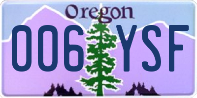 OR license plate 006YSF